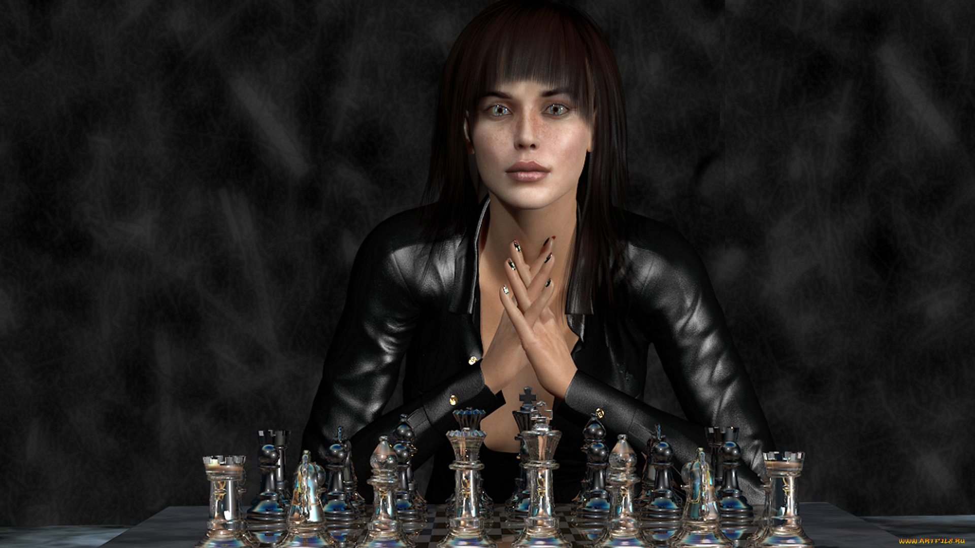3д, графика, people, люди, шахматы, девушка