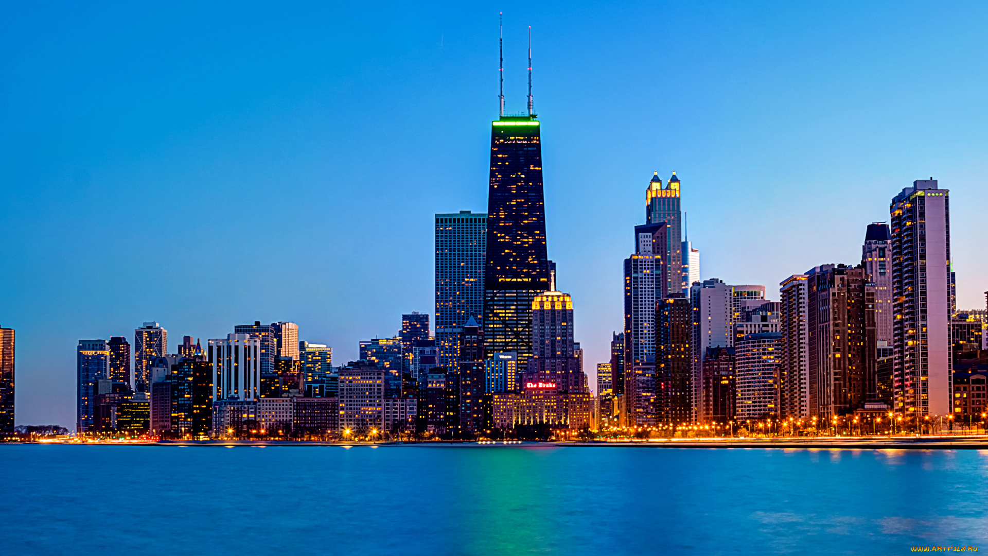 города, Чикаго, сша, здания, океан, небоскрёбы