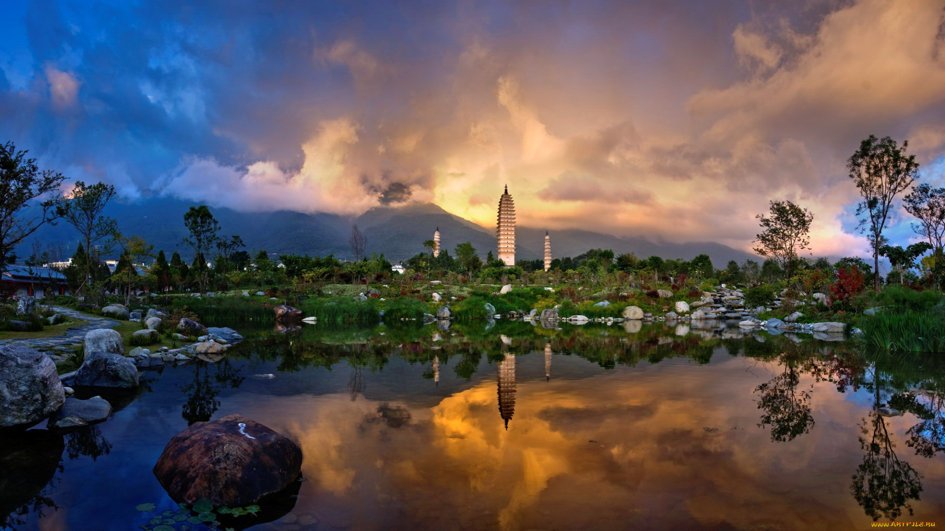 природа, парк, озеро