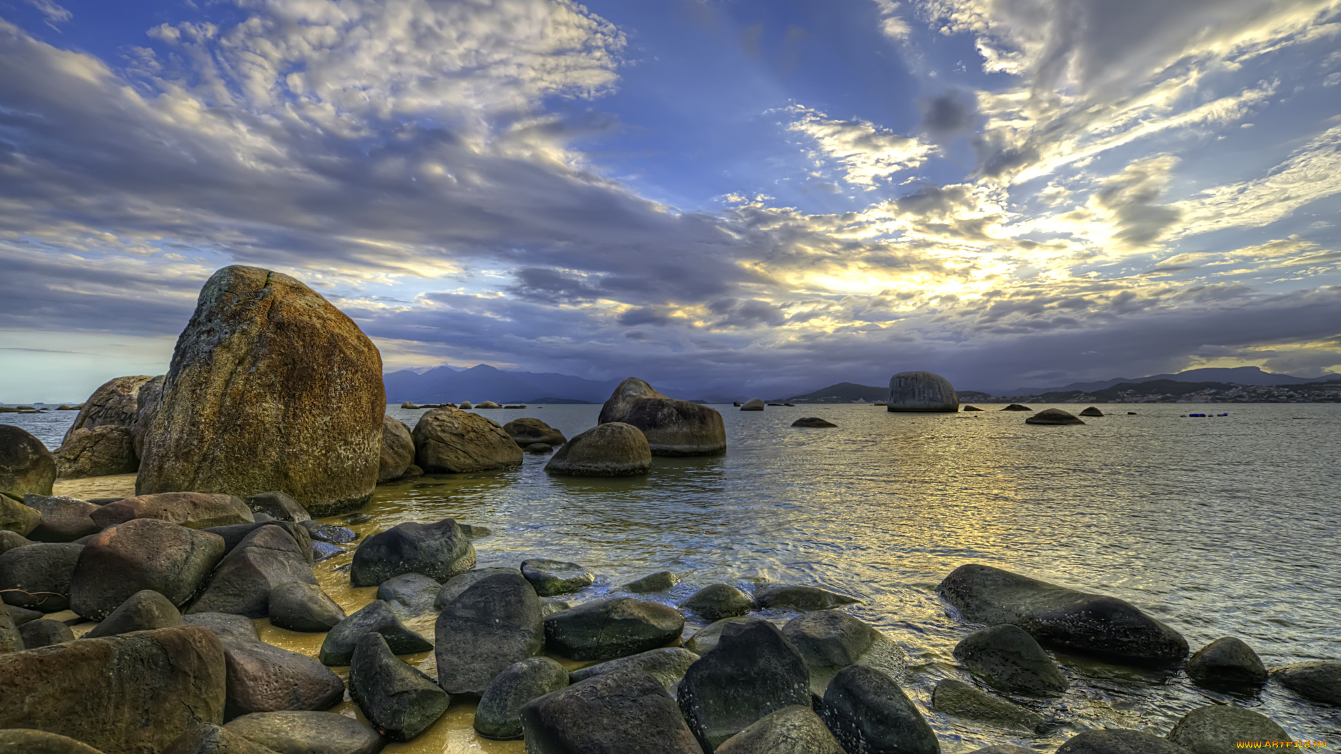 природа, побережье, камни