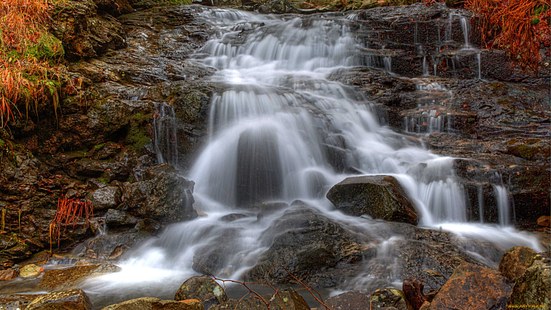природа, водопады, течение, вода