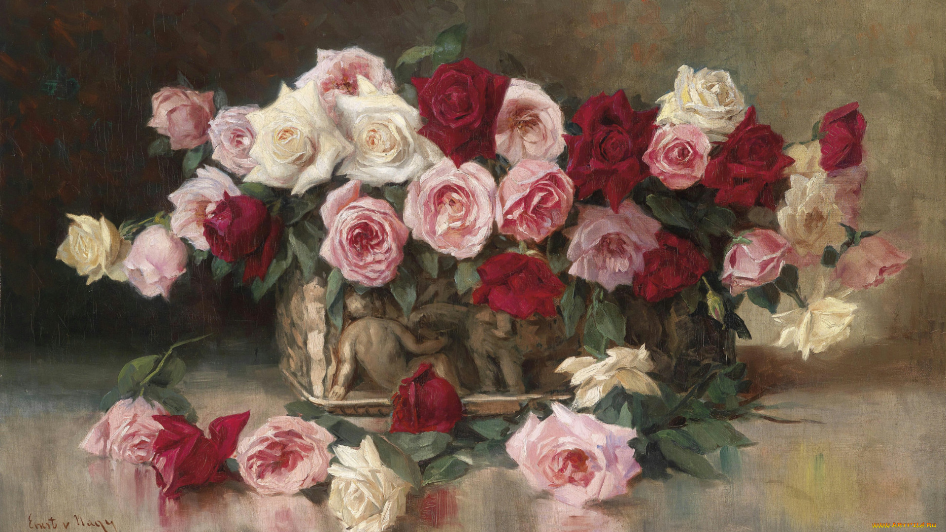 рисованные, цветы, роза