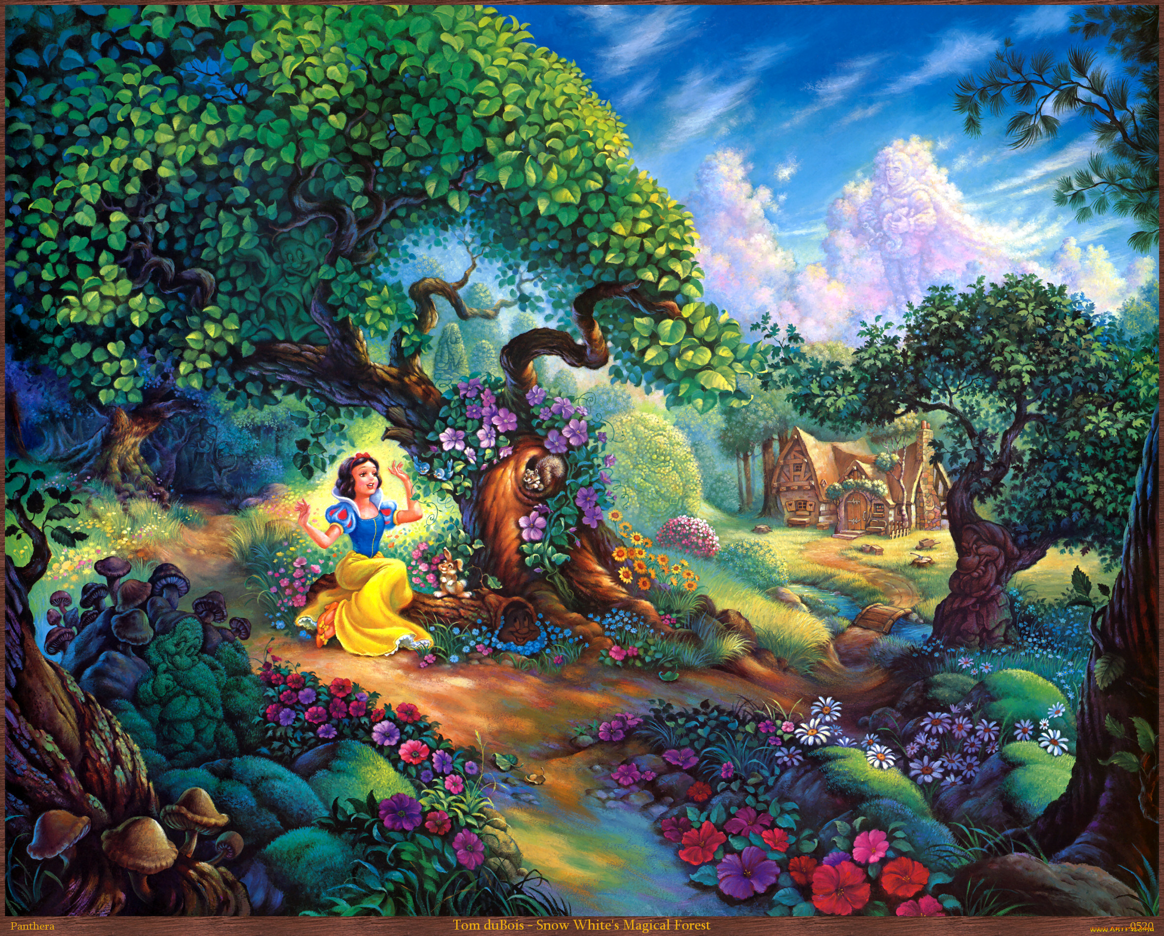 tom, dubois, snow, whites, magical, forest, рисованные, цветы, белоснежка, арт