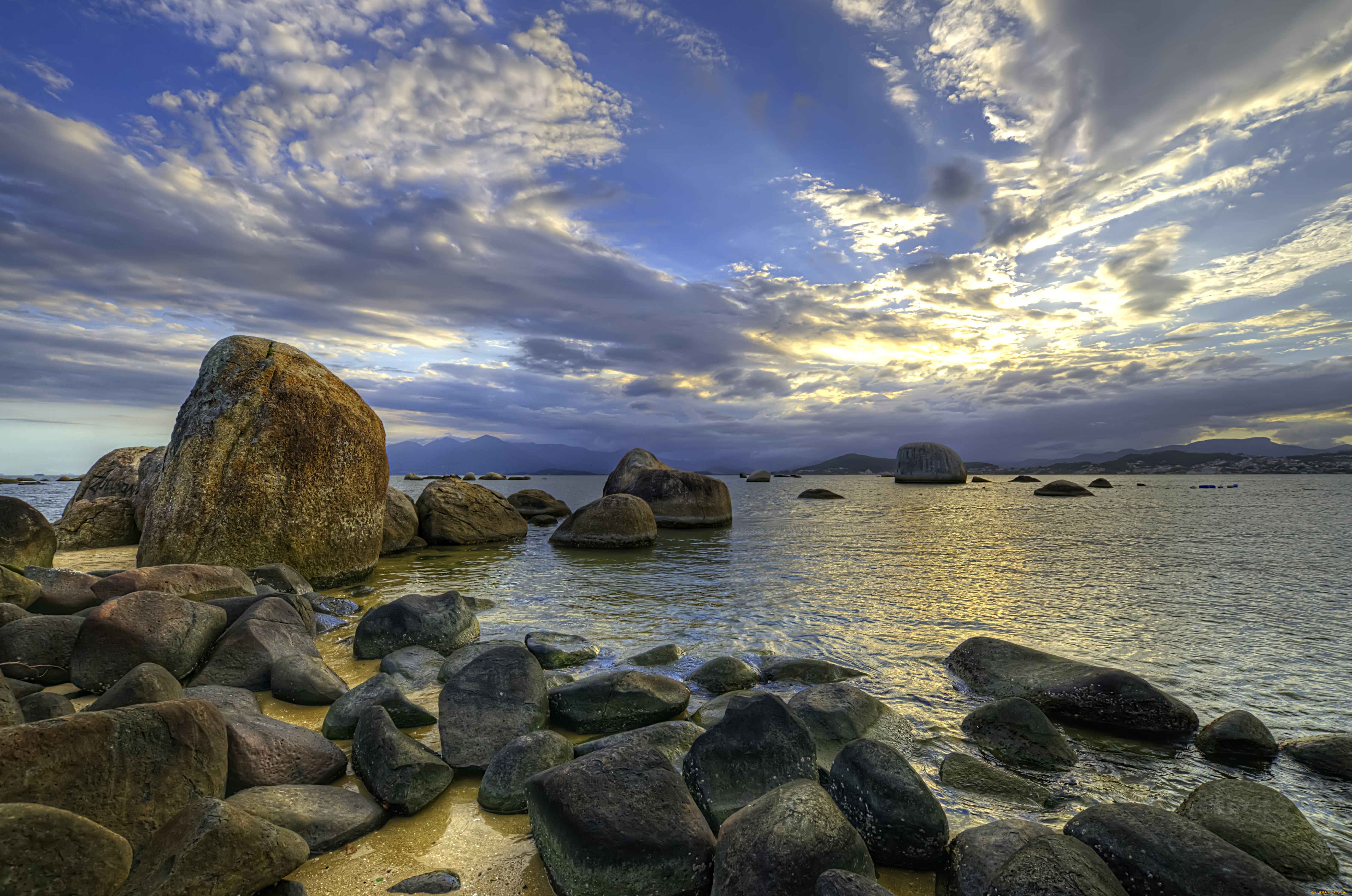 природа, побережье, камни