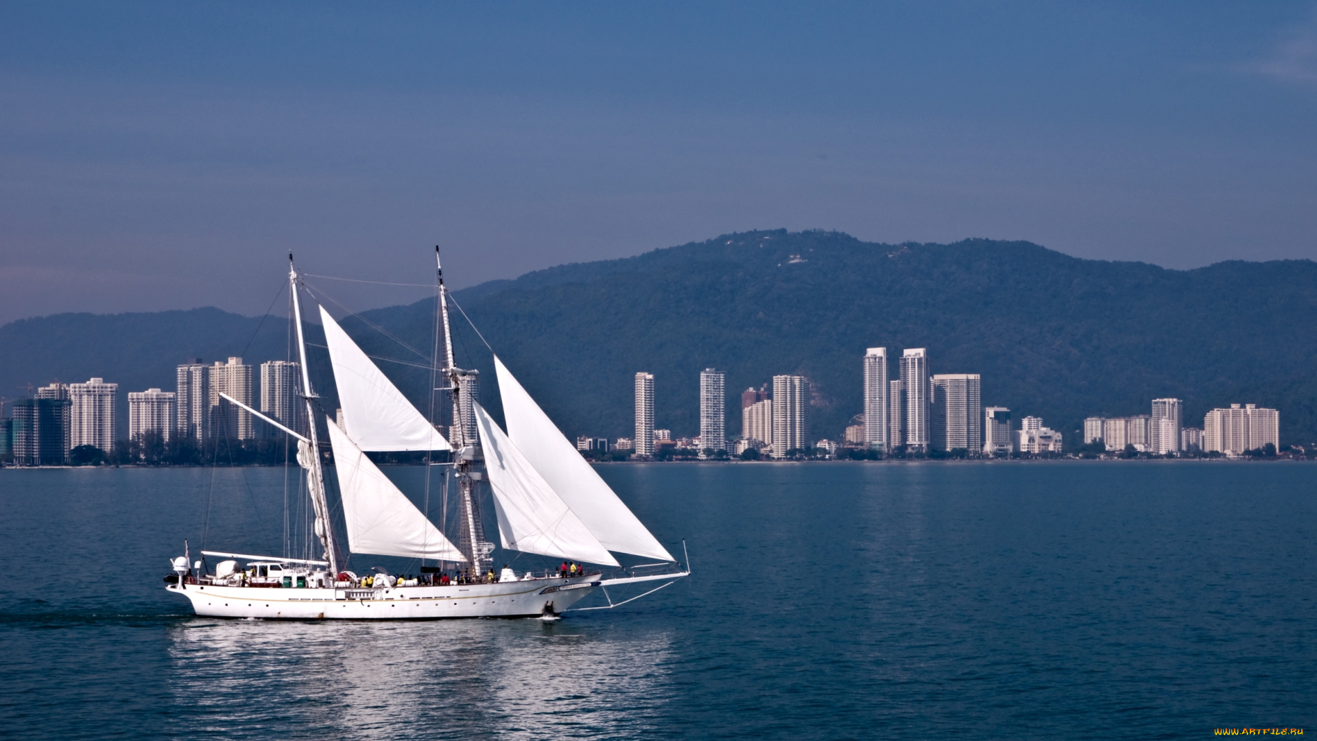 корабли, парусники, паруса, вода