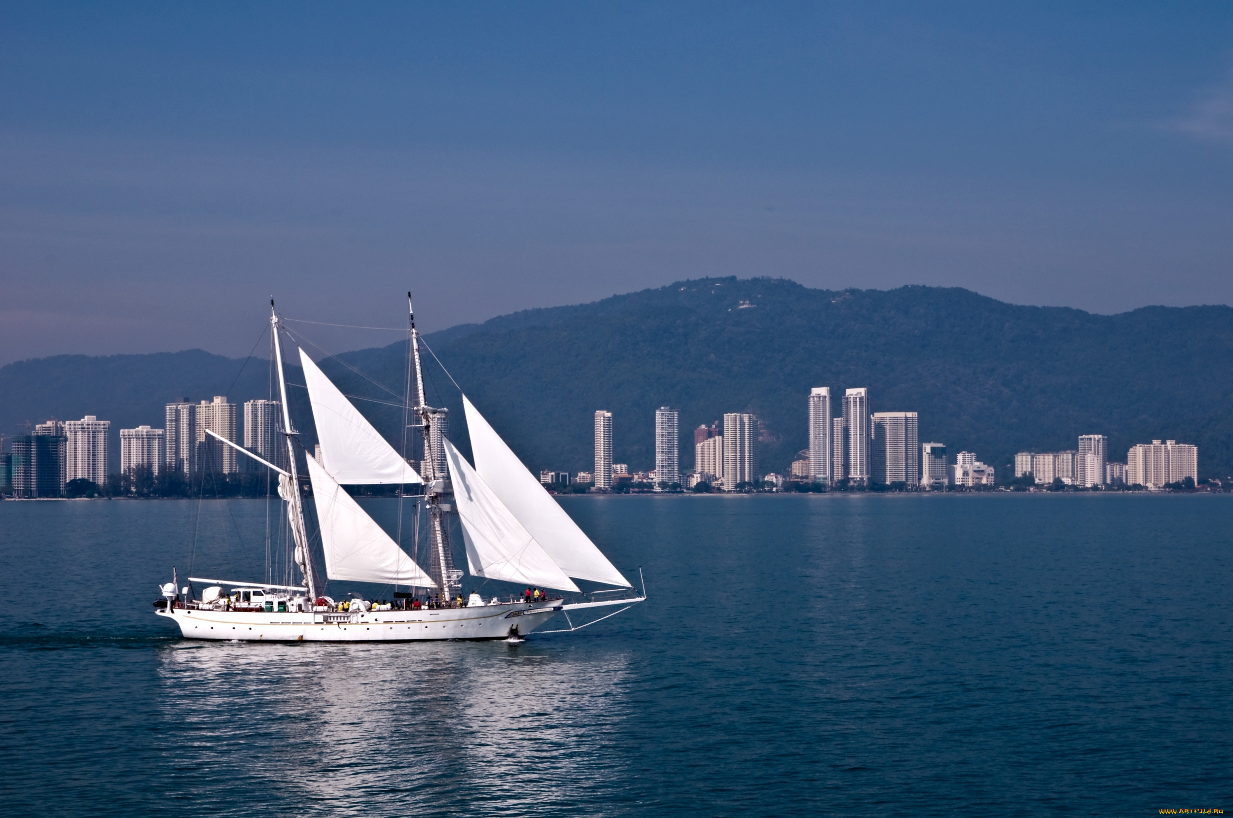 корабли, парусники, паруса, вода