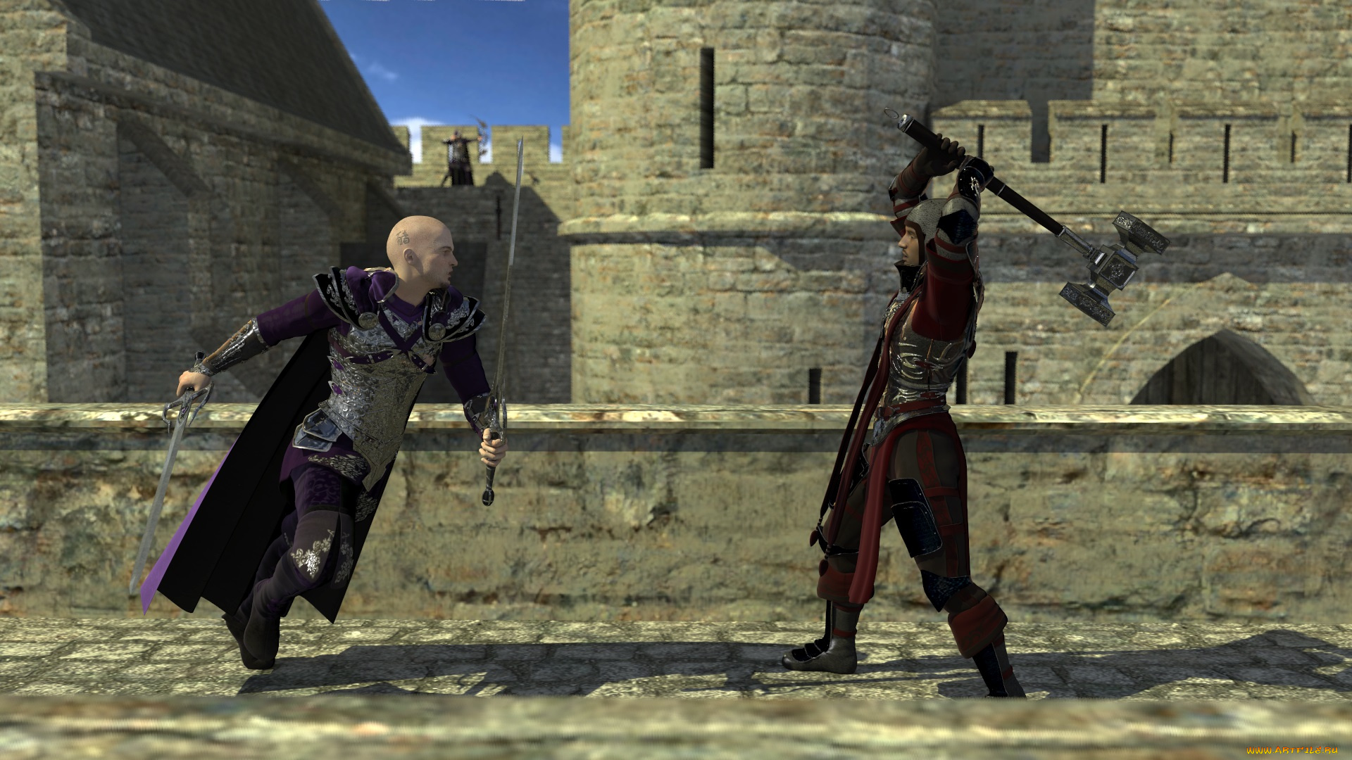 3д, графика, military, сражение, воины, крепость