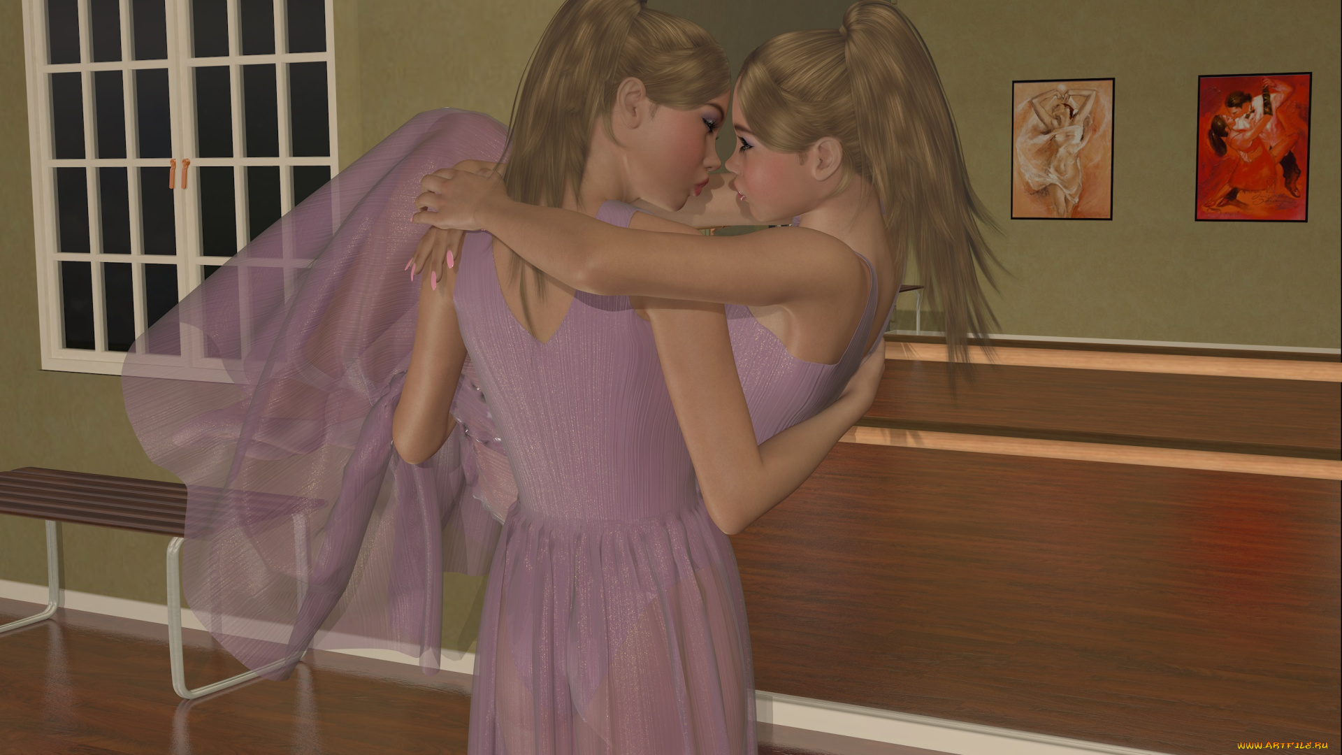 3д, графика, people, , люди, балерины, девушки, зал