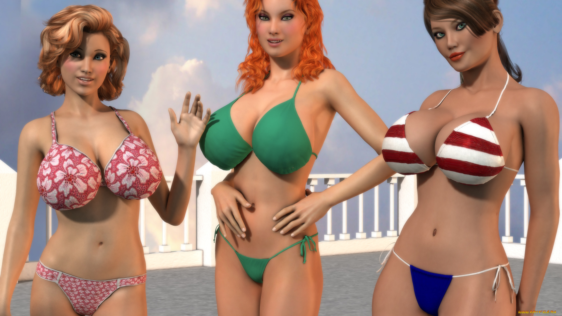 3д, графика, people, , люди, купальники, взгляд, девушка