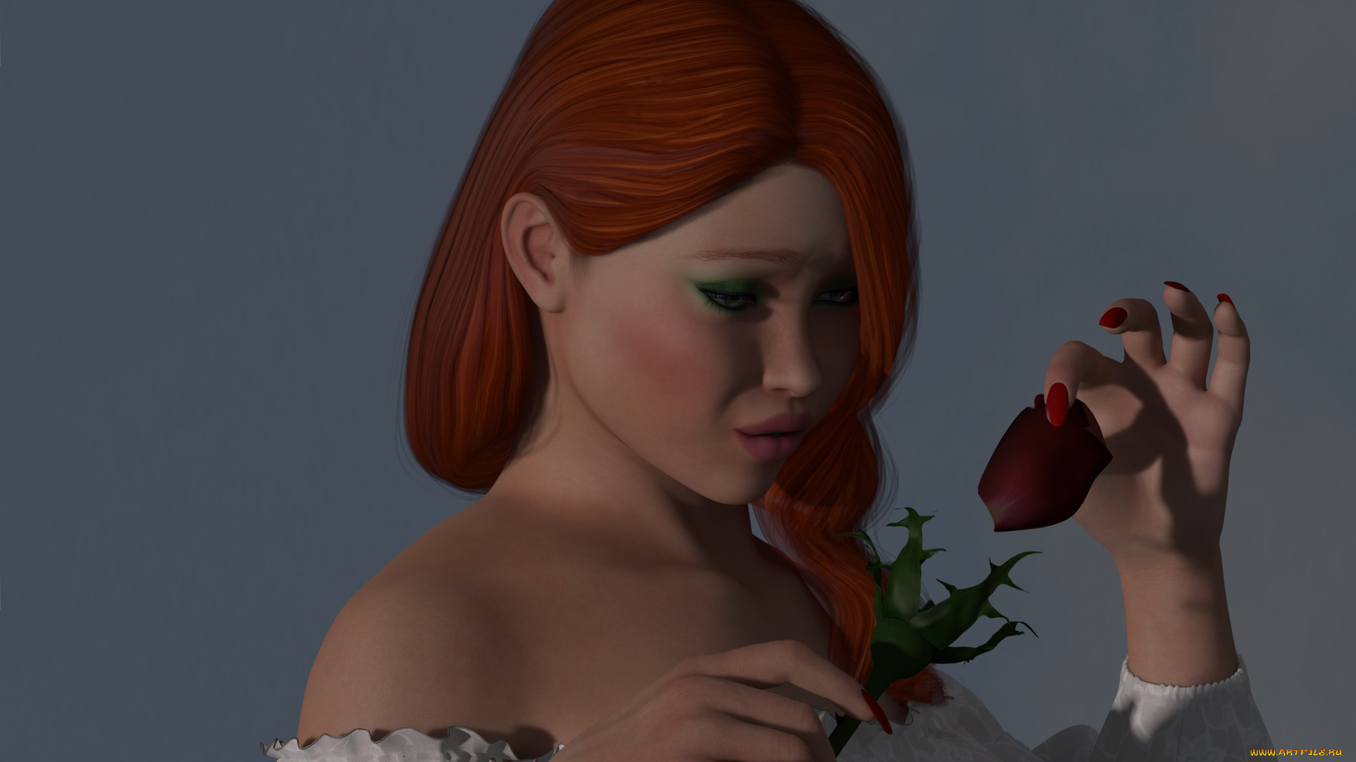 3д, графика, portraits, , портрет, рыжая, девушка