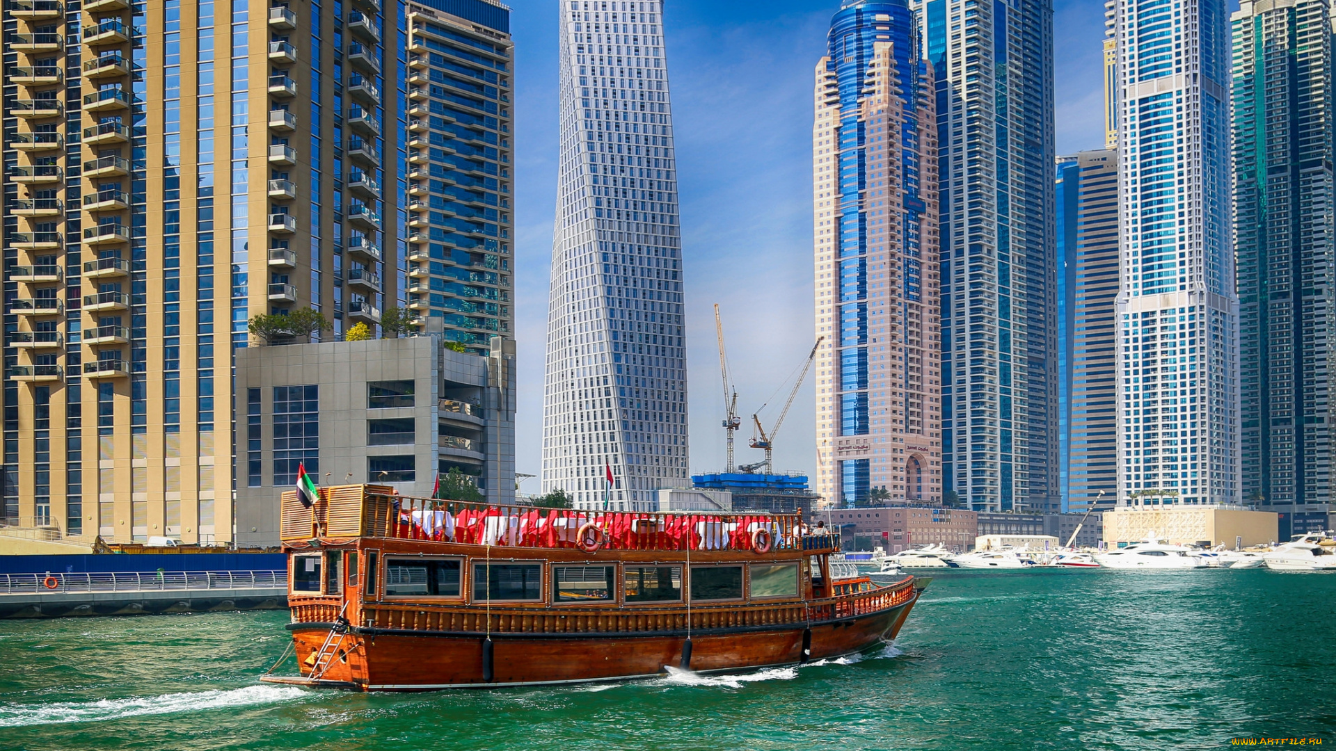 корабли, другое, судно, море, небоскребы, город