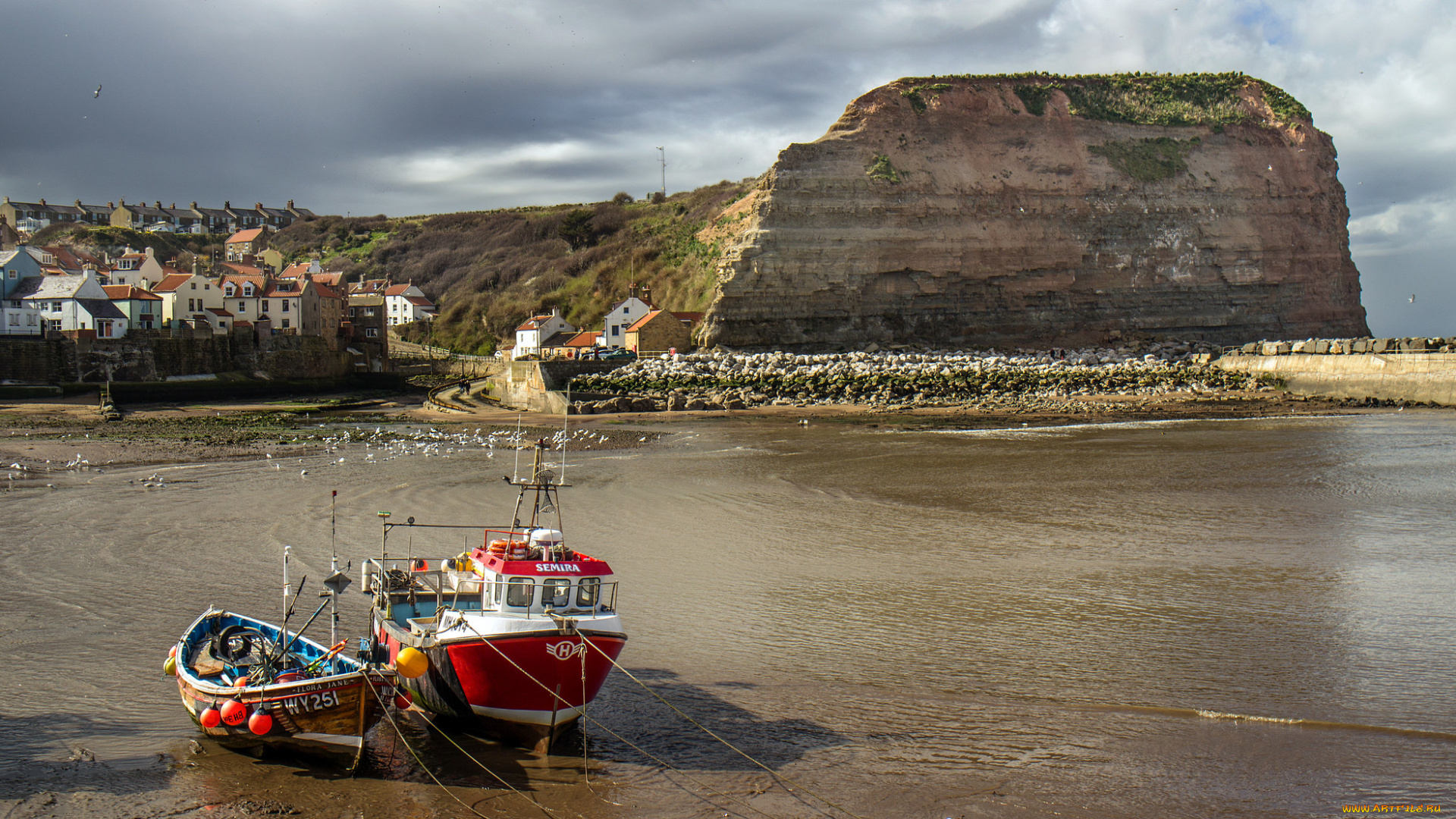 корабли, разные, вместе, залив, скалы, суденышки