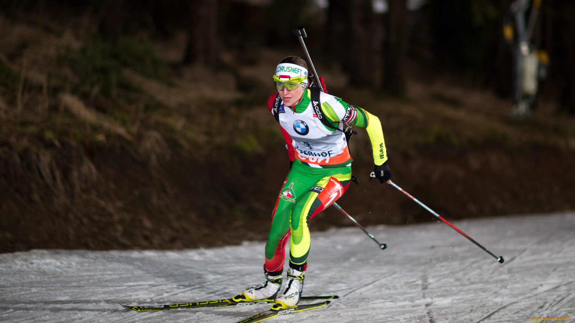 спорт, биатлон, лыжня, снег, спортсмен, гонка