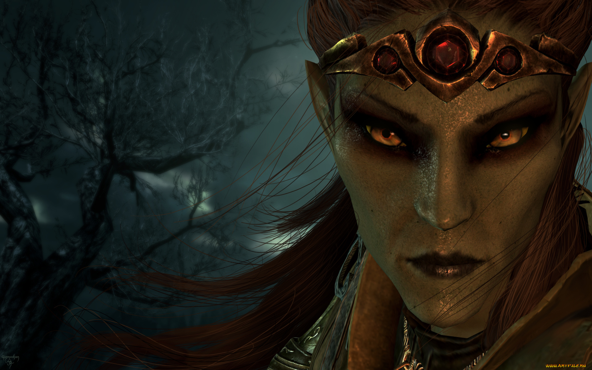 3д, графика, elves, , эльфы, губы, глаза, лицо, взгляд