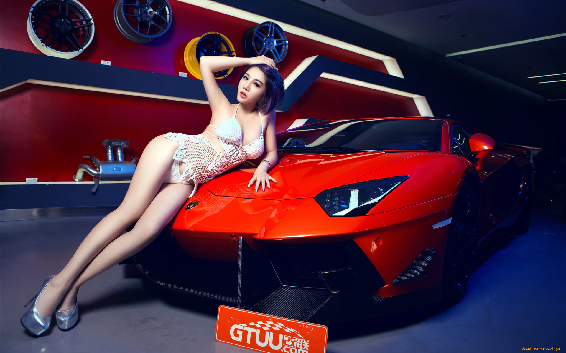 автомобили, авто, с, девушками, автомобиль, девушка, азиатка