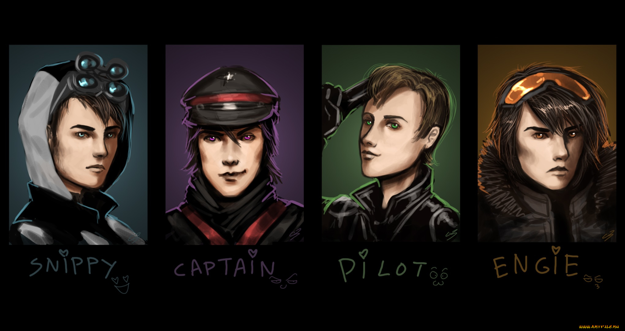 фэнтези, люди, портреты, парни, лица, очки, капюшон, подписи