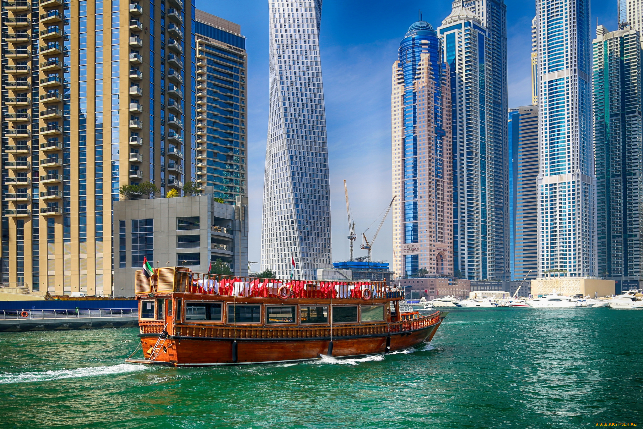 корабли, другое, судно, море, небоскребы, город