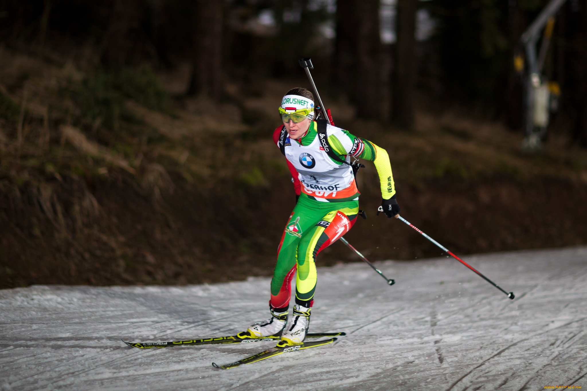 спорт, биатлон, лыжня, снег, спортсмен, гонка