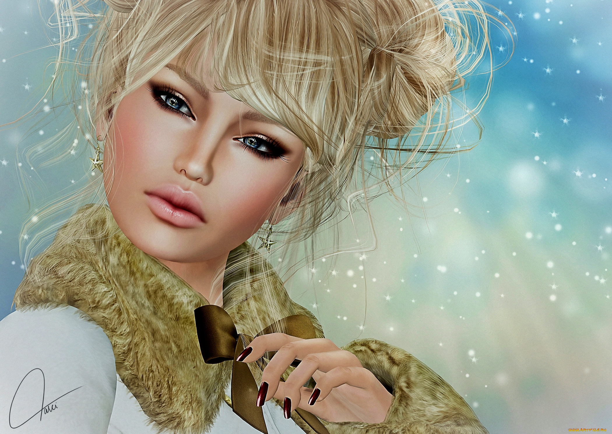 3д, графика, people, , люди, макияж, взгляд, блондинка, девушка