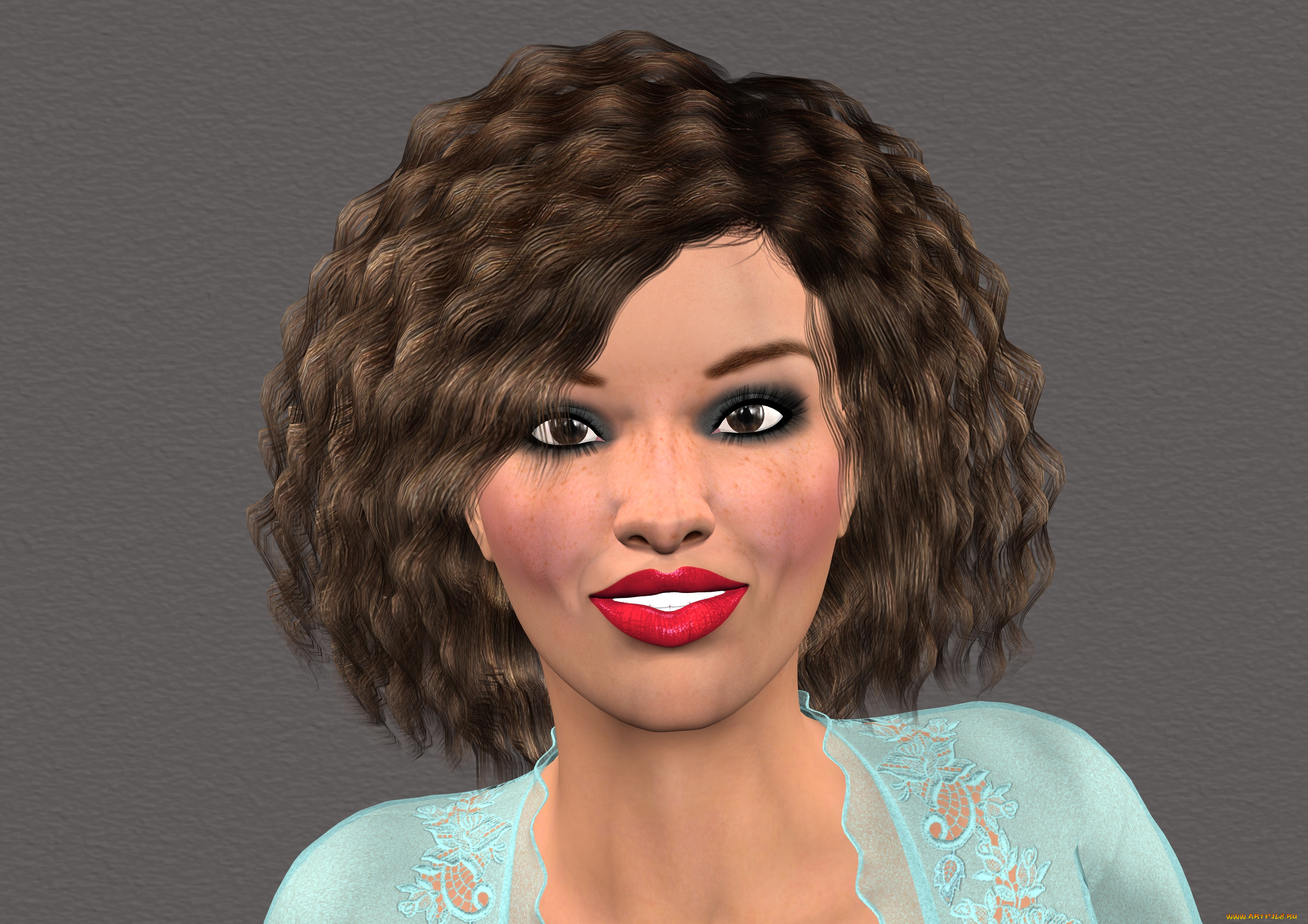 3д, графика, portraits, , портрет, улыбка, взгляд, девушка