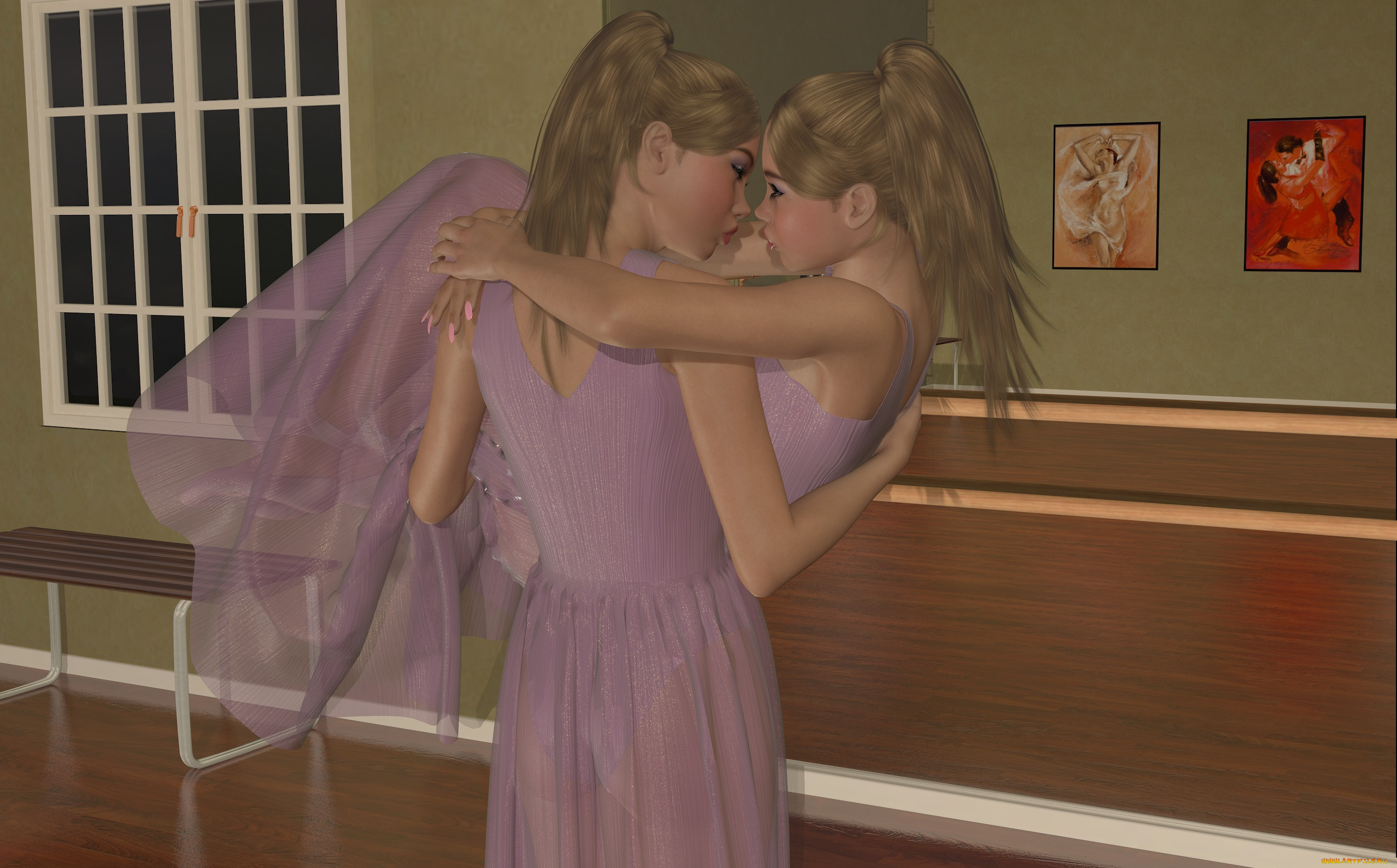 3д, графика, people, , люди, балерины, девушки, зал