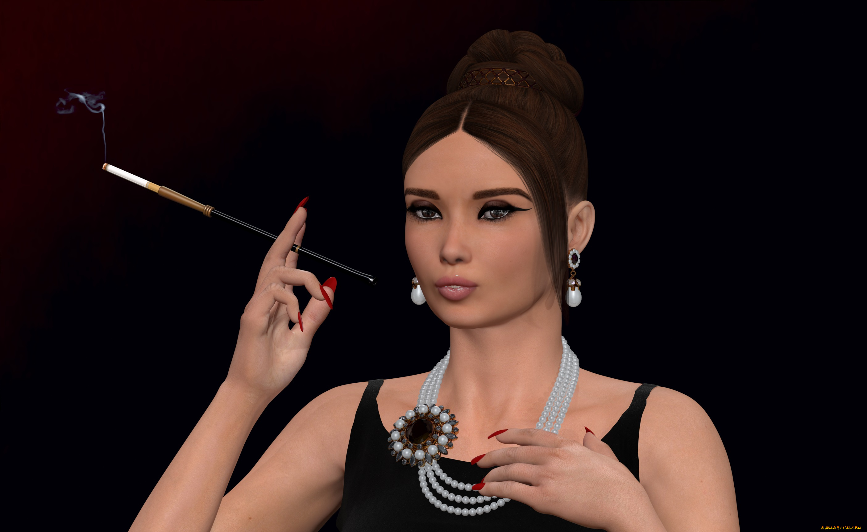 3д, графика, people, , люди, девушка, сигарета, взгляд