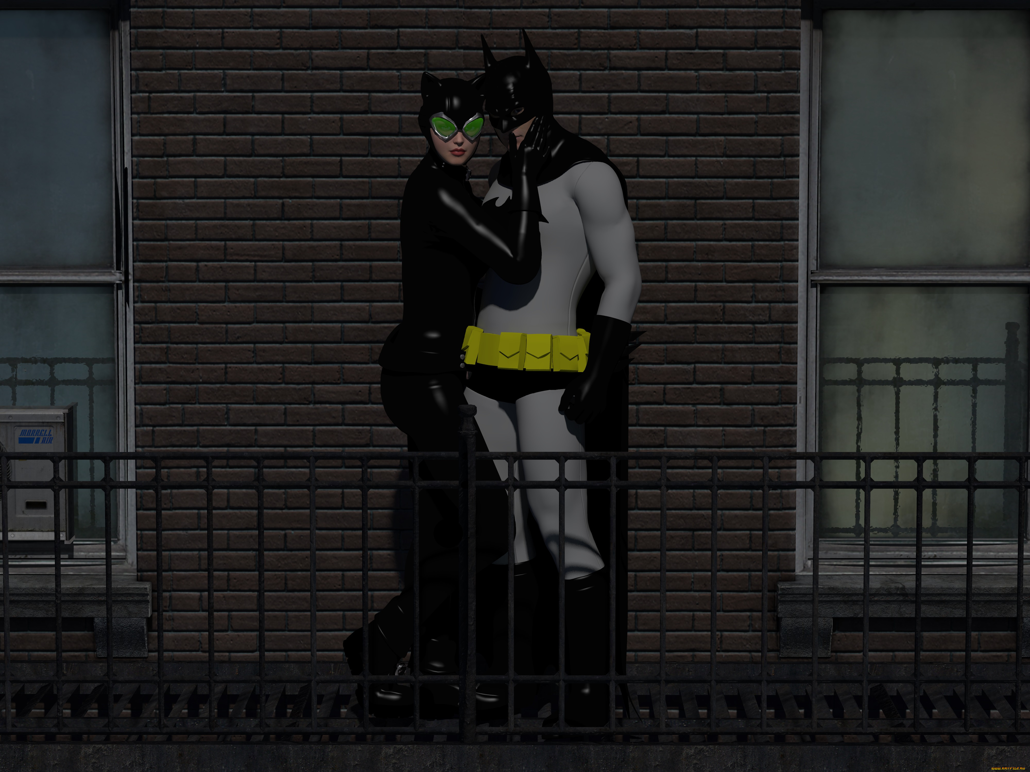 3д, графика, fantasy, , фантазия, ночь, парень, супермены, взгляд, девушка