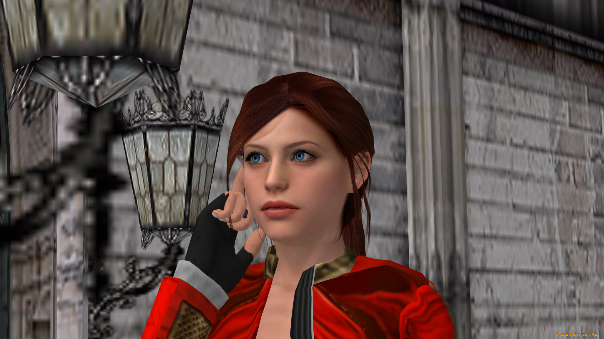 3д, графика, портрет, , portraits, девушка, фонарь, фон, взгляд