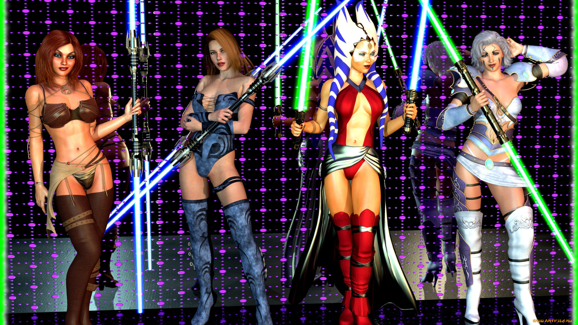 3д, графика, существа, , creatures, девушки, взгляд, фон, оружие, драка, халк