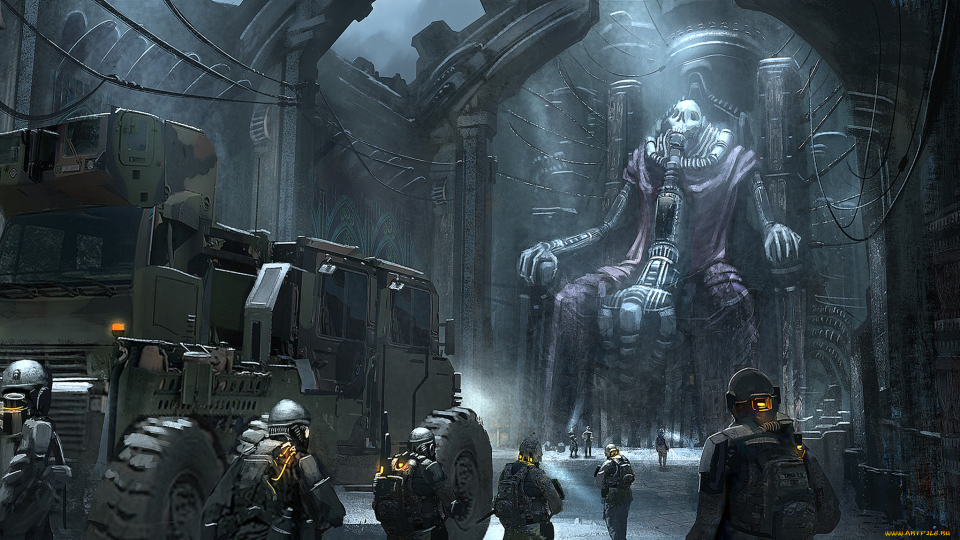 фэнтези, роботы, , киборги, , механизмы, арт, солдаты, существо, провода, машина