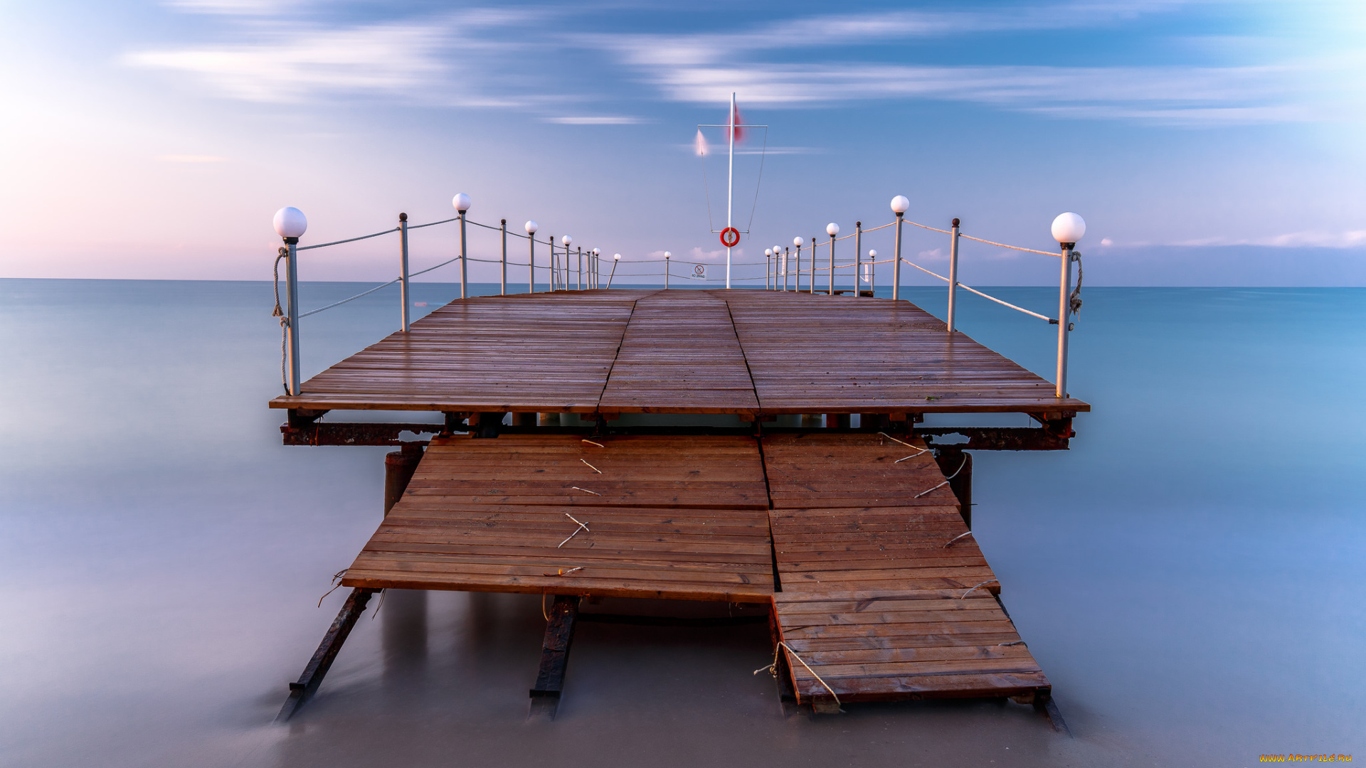 природа, побережье, океан, мостик