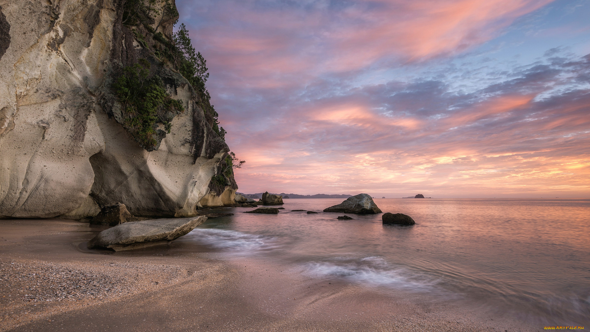 природа, побережье, залив, меркьюри, mercury, bay, новая, зеландия
