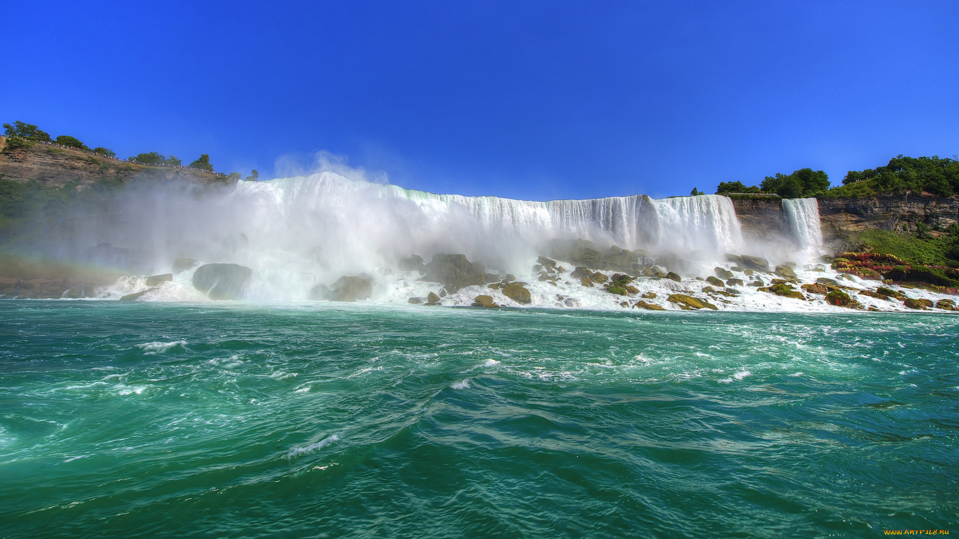 природа, водопады, обрыв, водопад, река