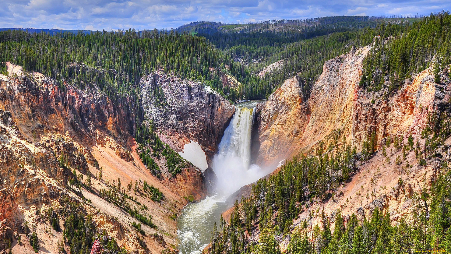 природа, водопады, водопад, река, лес, горы