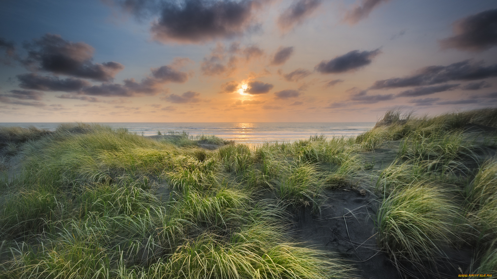 природа, восходы, закаты, океан, горизонт, солнце, тучи