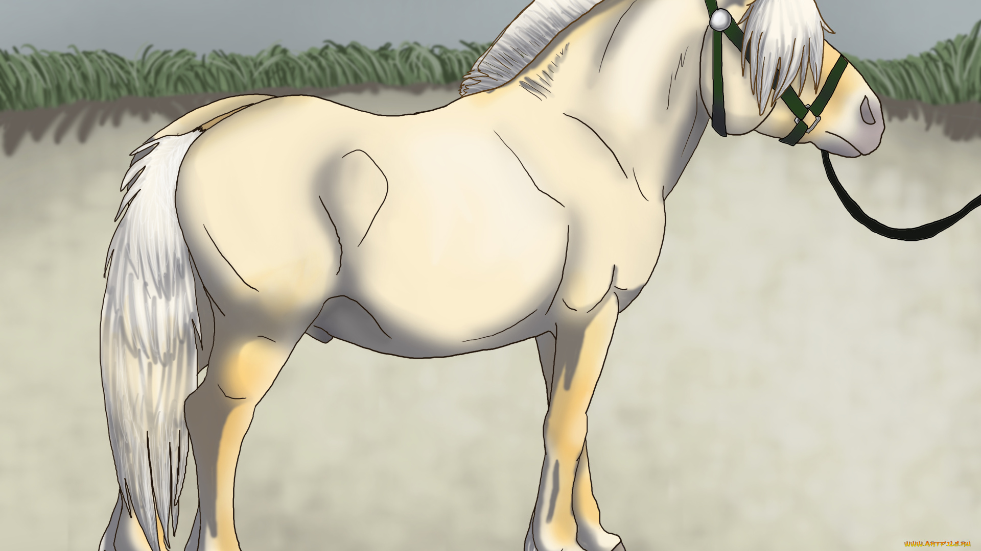 рисованное, животные, , лошади, фон, лошадь