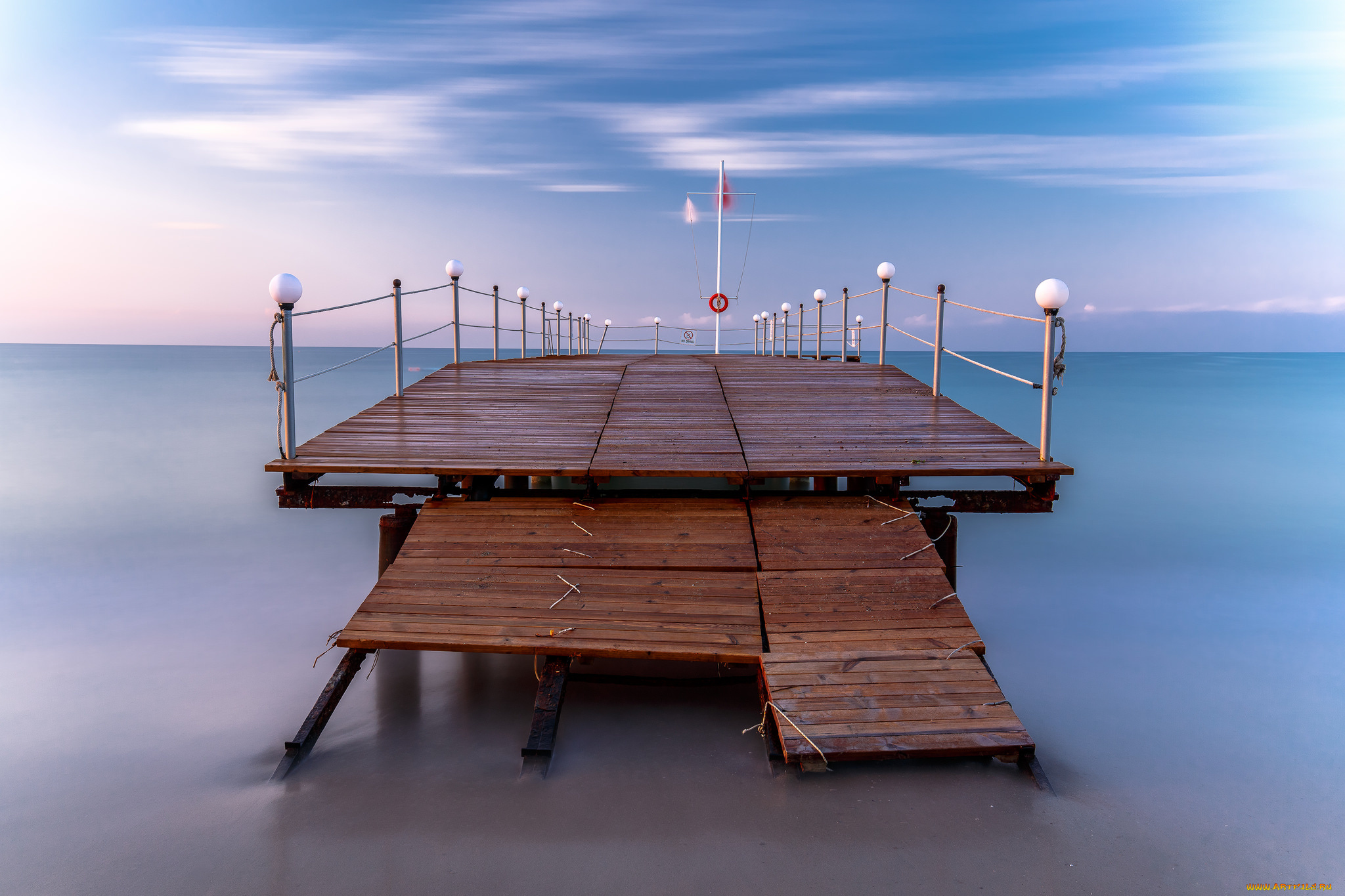 природа, побережье, океан, мостик