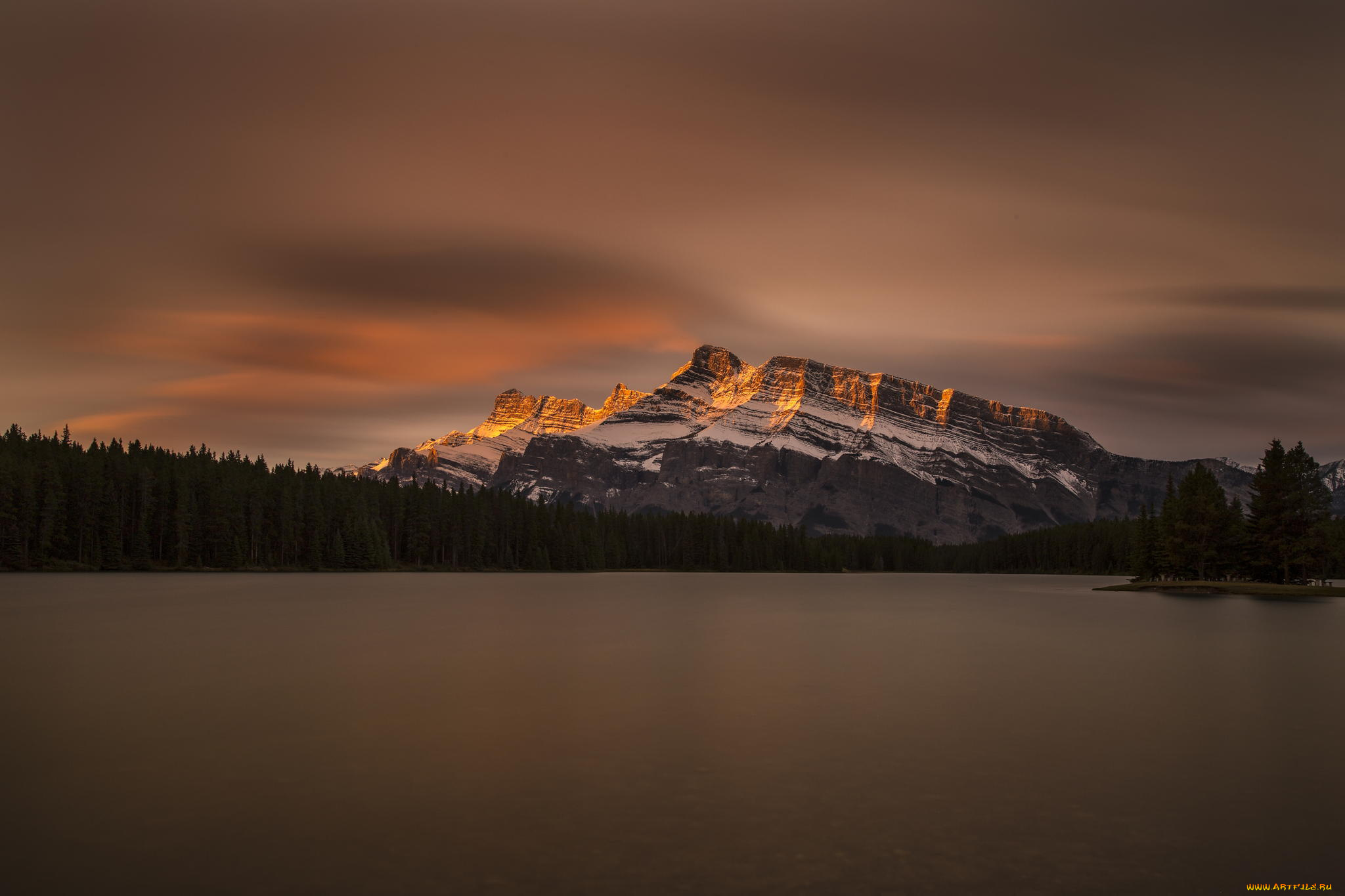 природа, реки, озера, канада, национальный, парк, банф, jack, lake, озеро, лес, горы, небо, облака