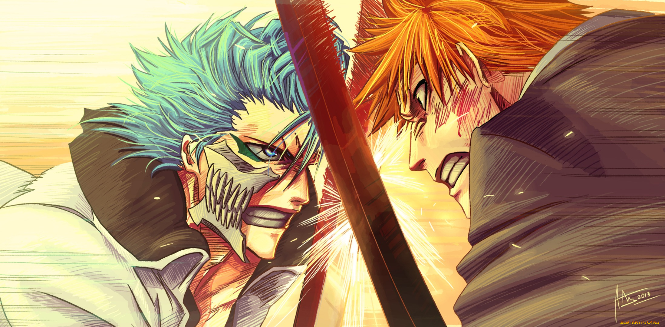 разное, арты, bleach, grimmjow, jaegerjaques, ichigo, kurosaki, бой, art, anime