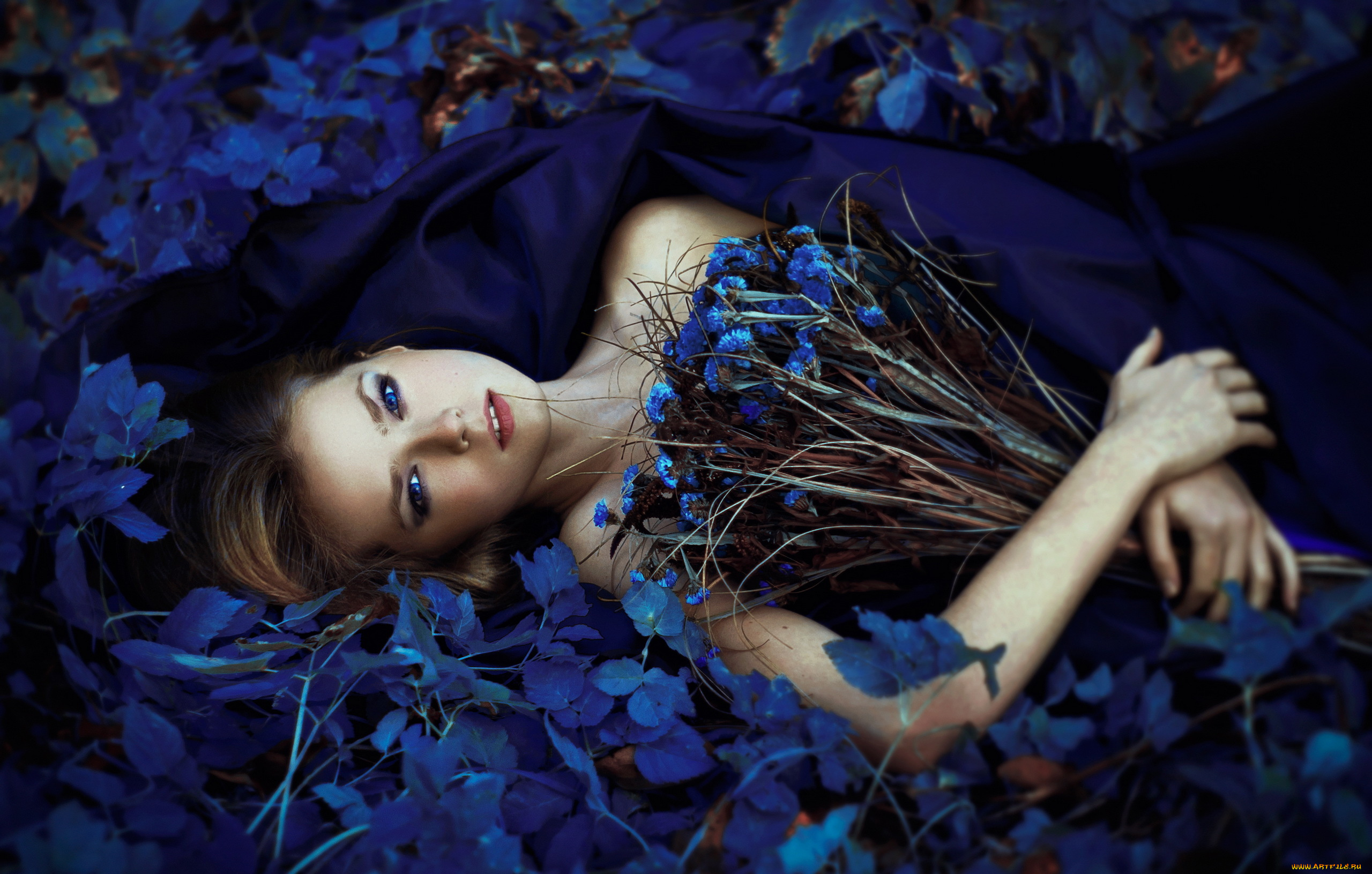 девушки, -unsort, , креатив, взгляд, цветы, девушка