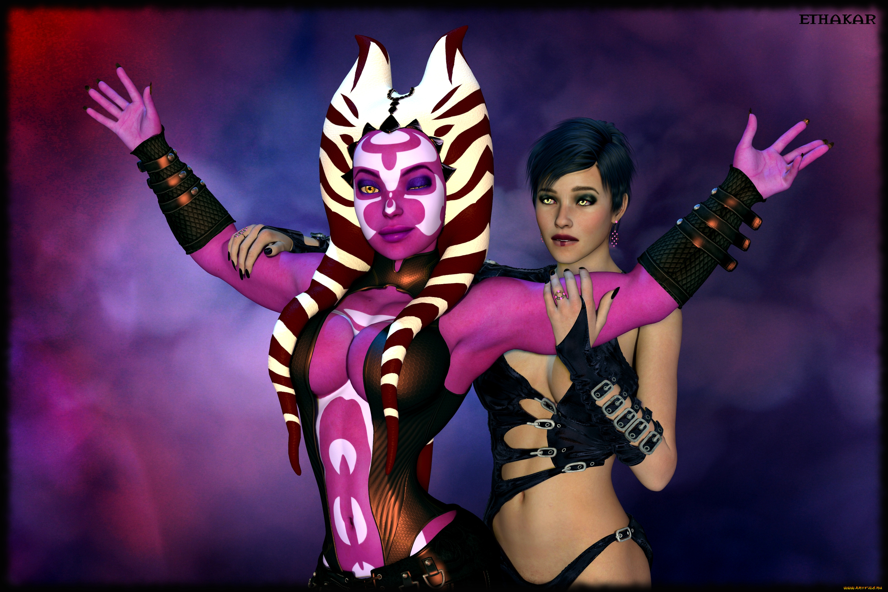 3д, графика, фантазия, , fantasy, фон, взгляд, девушка, халк