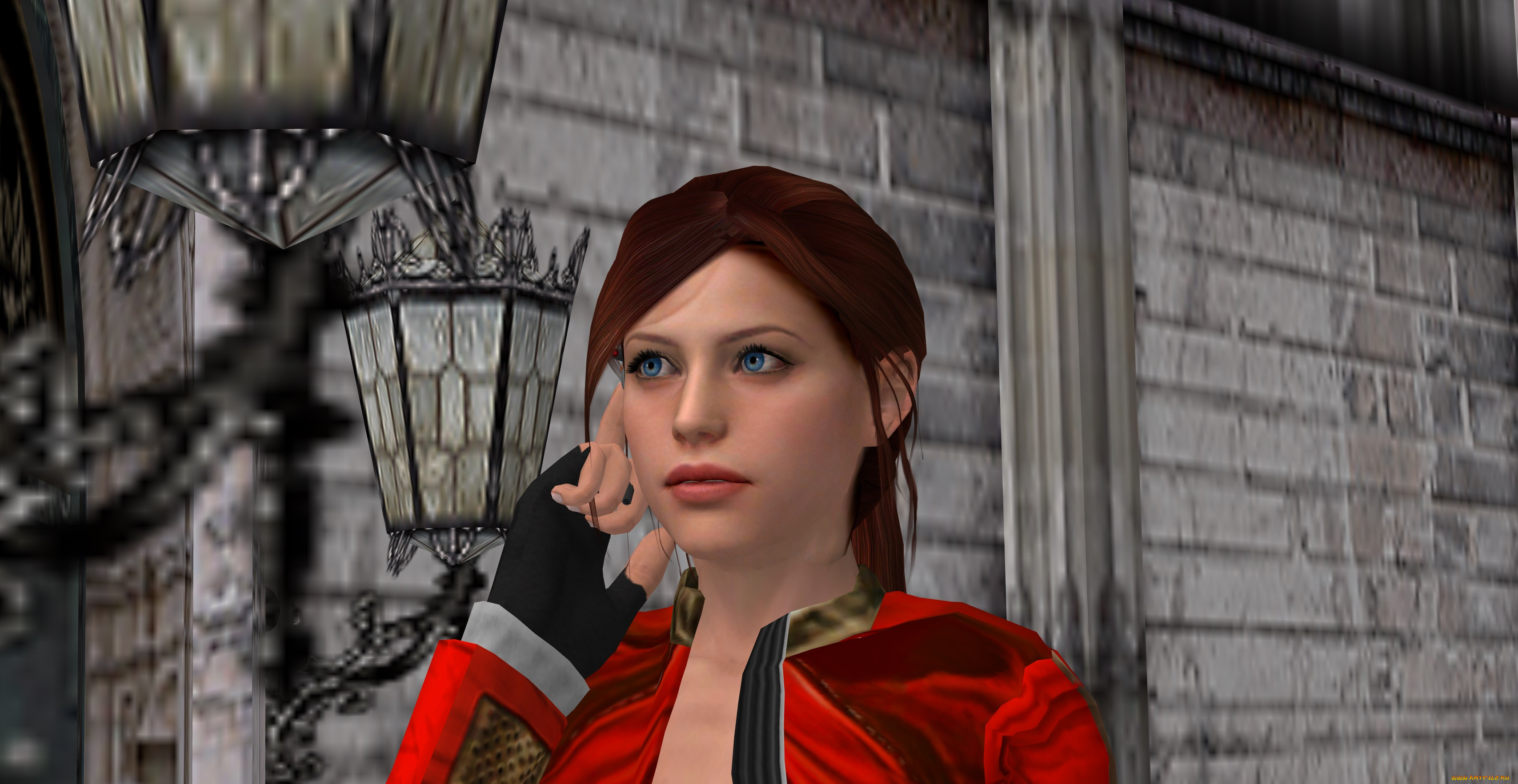 3д, графика, портрет, , portraits, девушка, фонарь, фон, взгляд