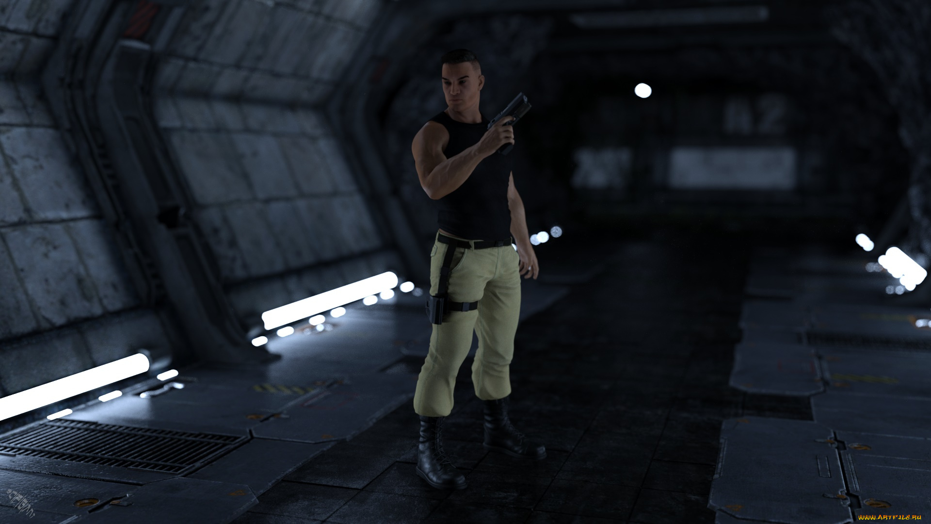 3д, графика, фантазия, , fantasy, мужчина, взгляд, фон, оружие