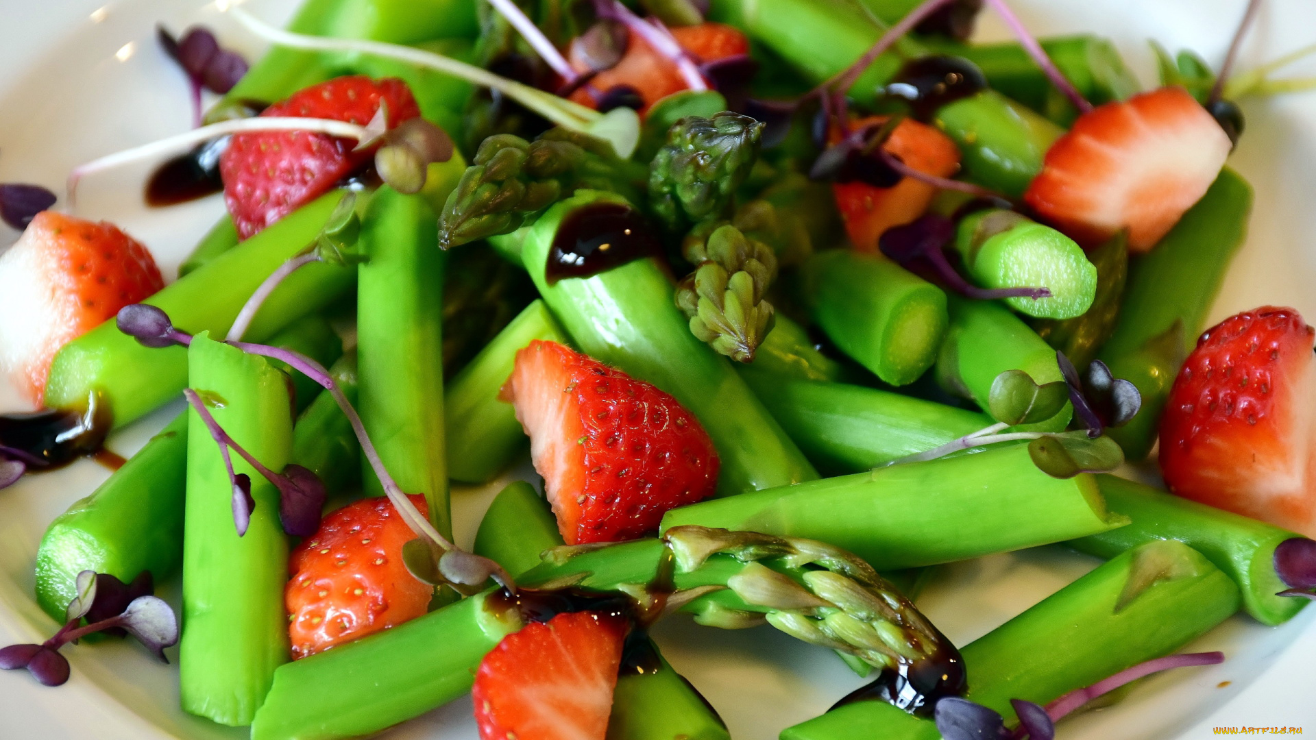 еда, салаты, , закуски, кресс, салат, спаржа, клубника