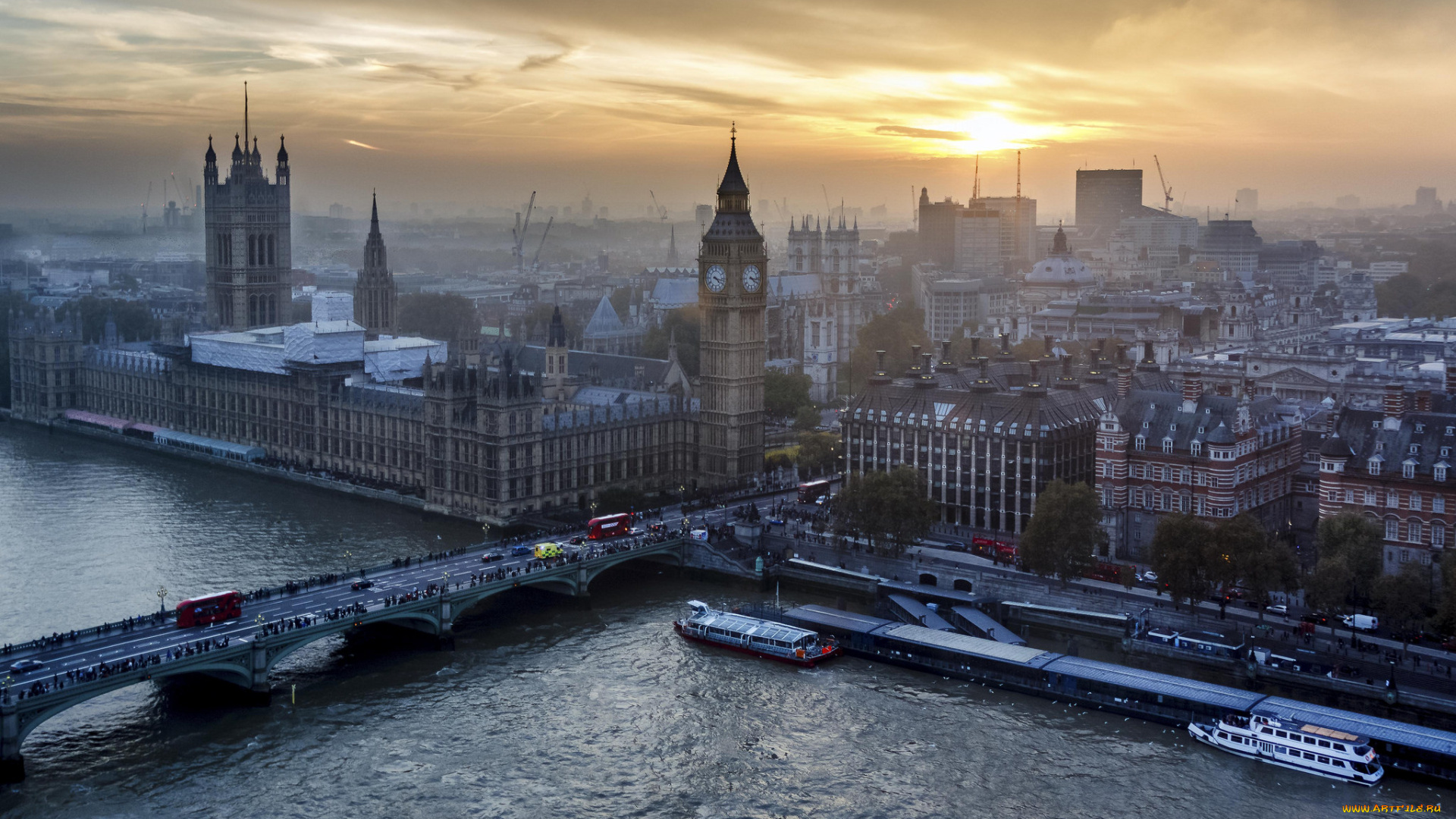 города, лондон, , великобритания, рассвет