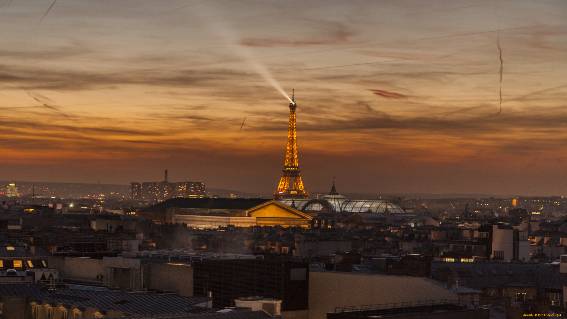 города, париж, , франция, рассвет
