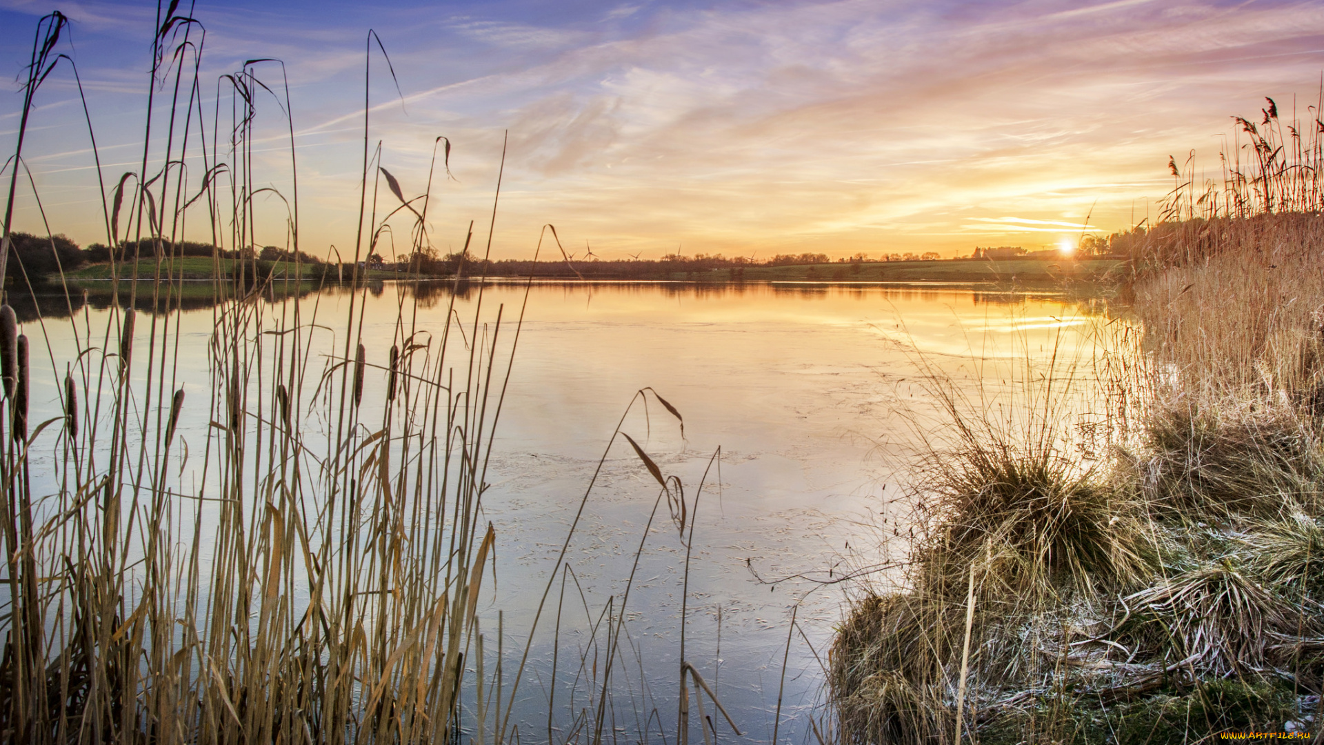 природа, реки, озера, рассвет