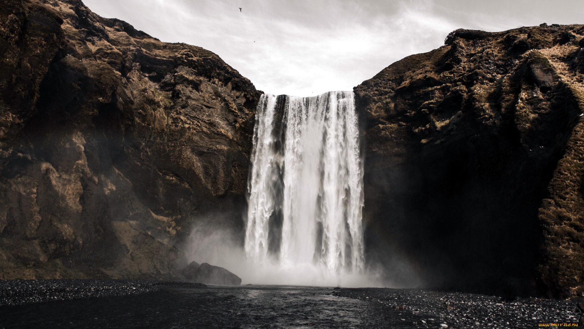 природа, водопады, поток, горы, вода