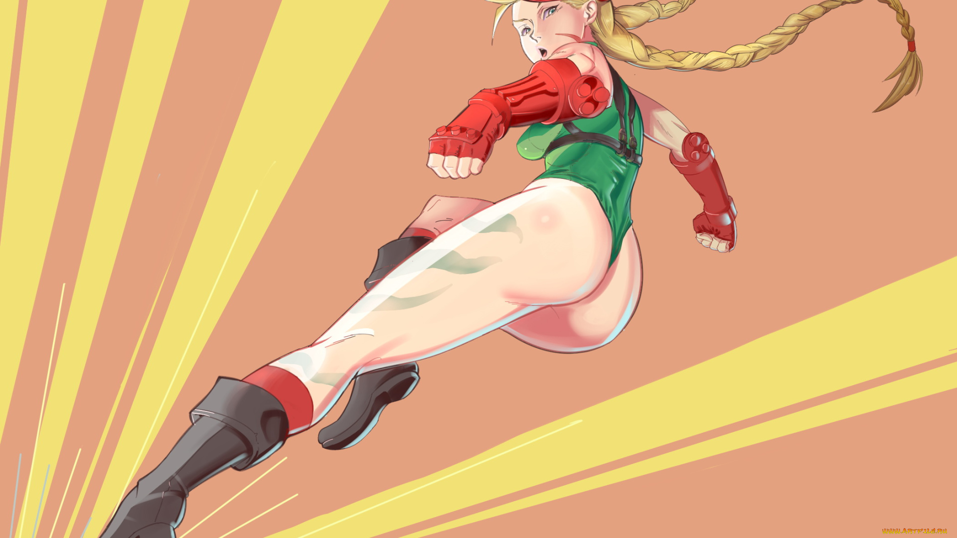 рисованное, комиксы, взгляд, прыжок, фон, девушка