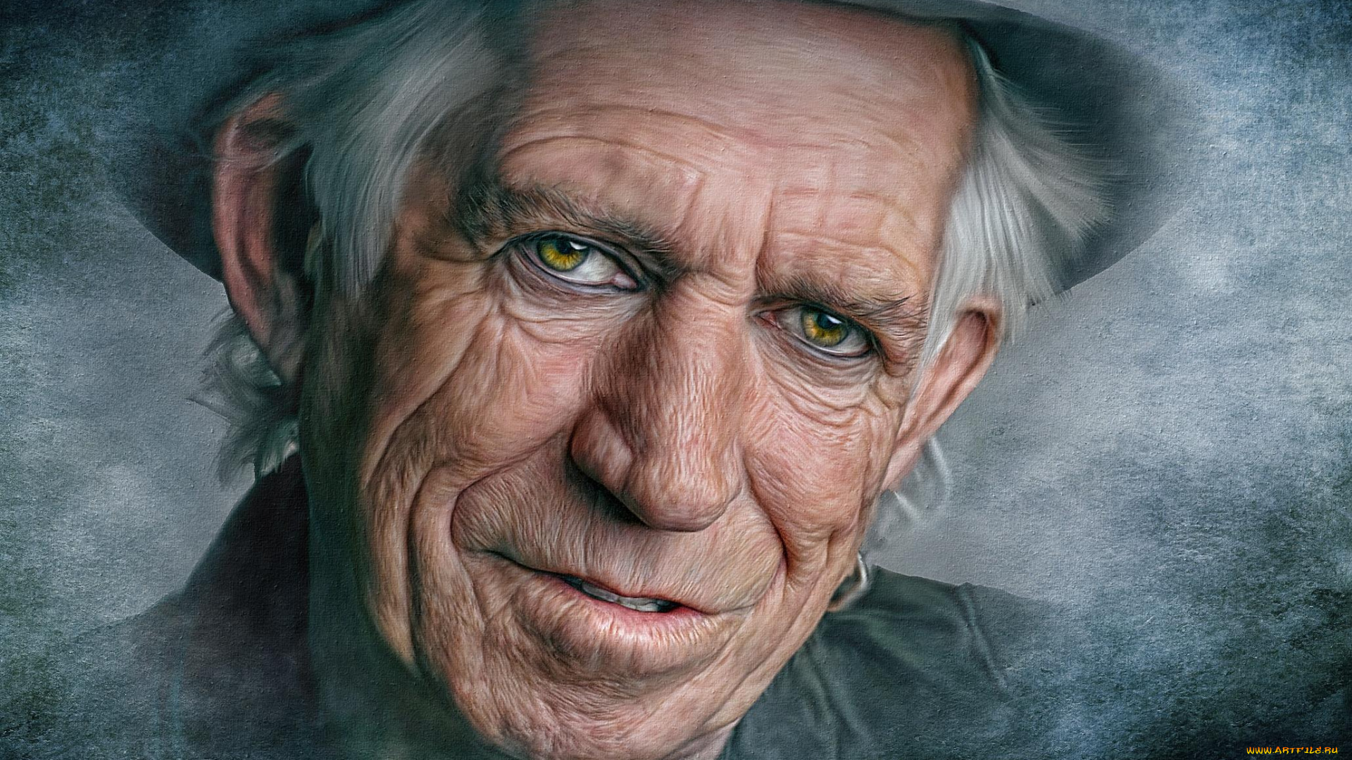 рисованное, люди, keith, richard, портрет, гитарист, музыкант, холст